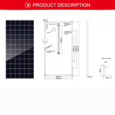300W Solar Photovoltaic Panel Crystalline Solar Cells ISO CE